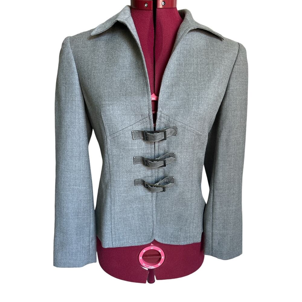 Carlisle Women’s Size 4 100%‎ Wool Blazer Jacket Suede Belt Closures